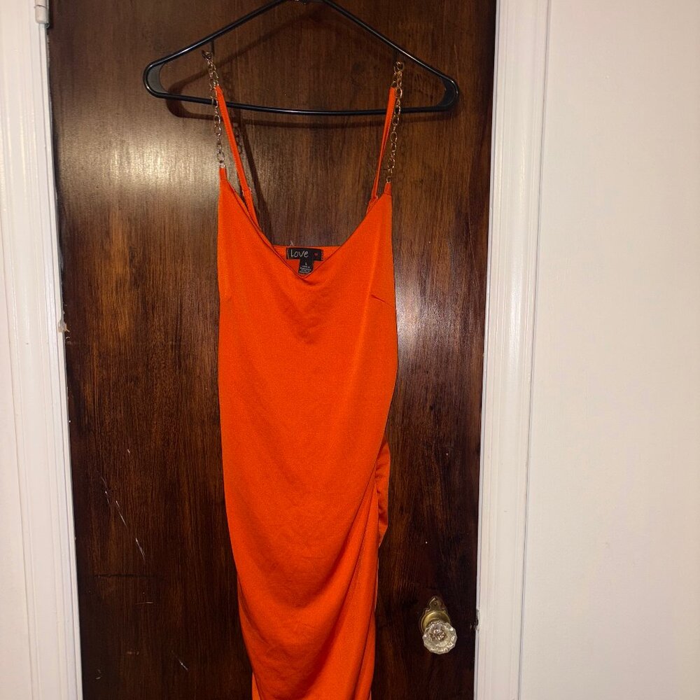 Orange Love Bodycon Midi Dress
